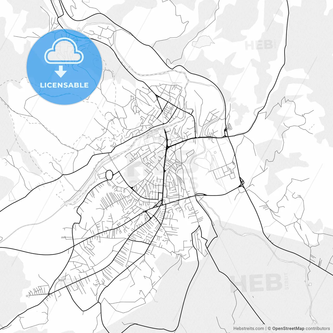 Vector PDF map of Mitrovicë / Kosovska Mitrovica, Kosovo