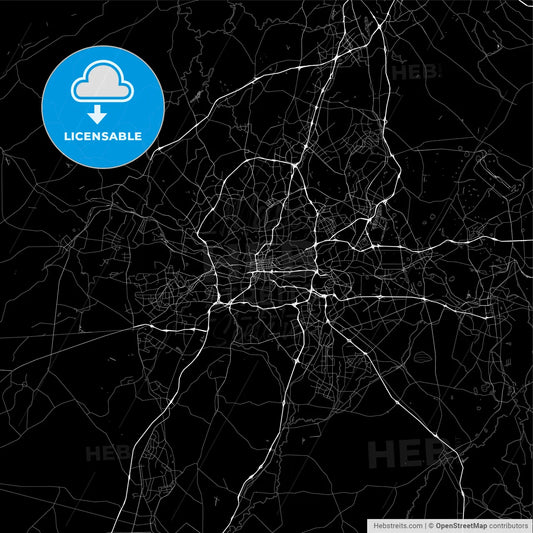 Dark area map of Johannesburg, South Africa