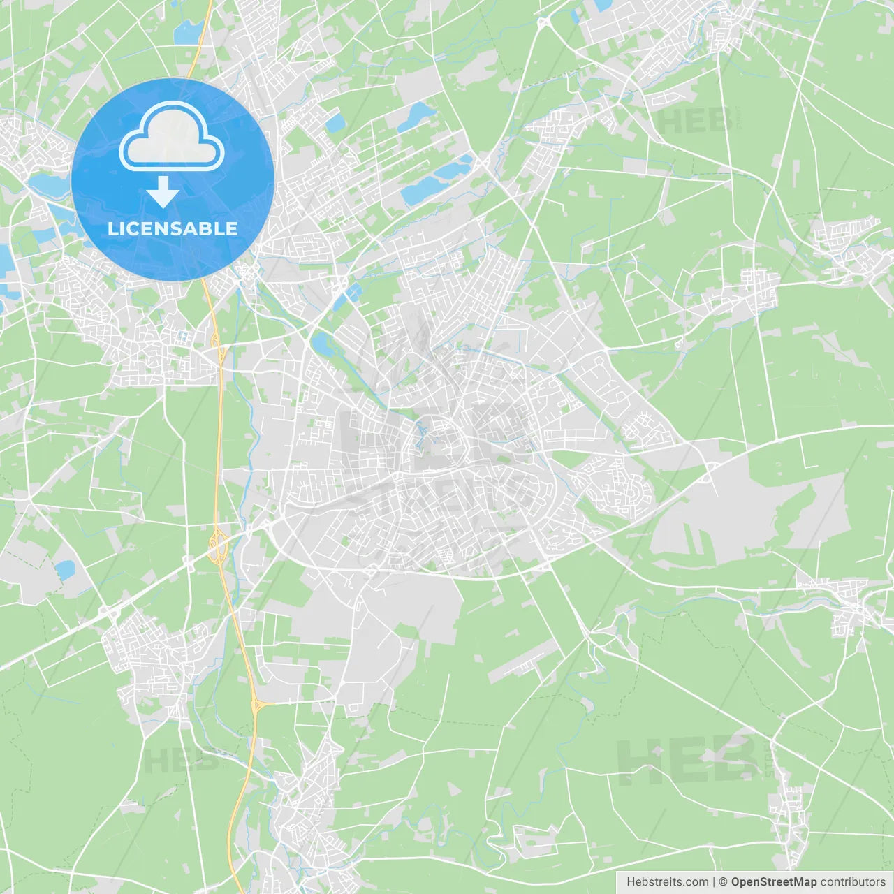 Paderborn, Germany printable street map