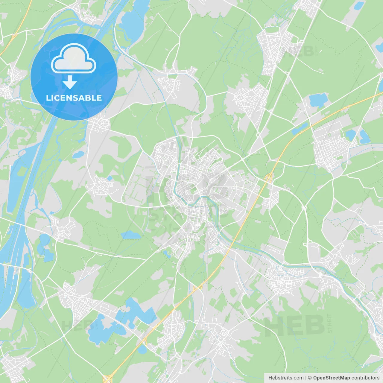 Rastatt, Germany printable street map