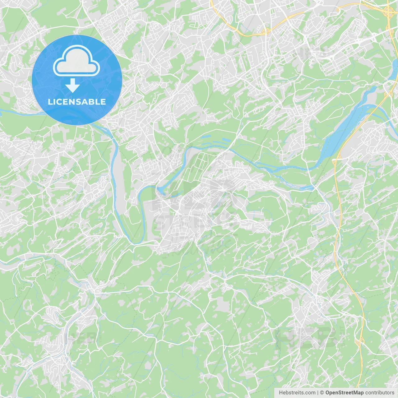 Hattingen, Germany printable street map