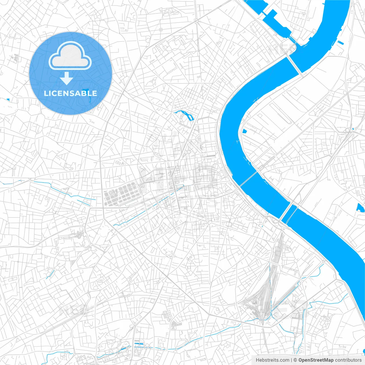 Bordeaux, France bright two-toned vector map