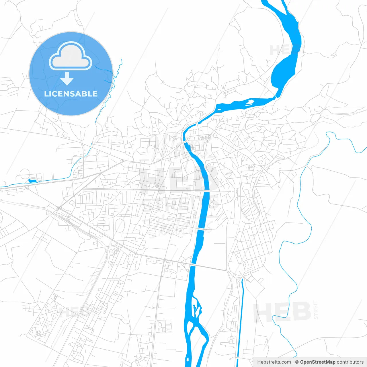 Kutaisi, Georgia bright two-toned vector map