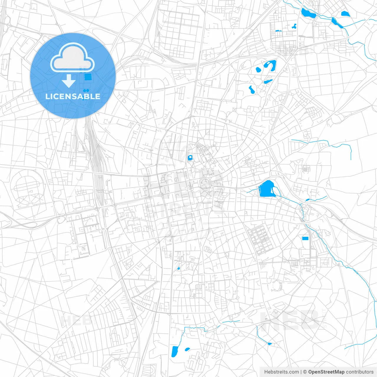 Darmstadt, Germany bright two-toned vector map