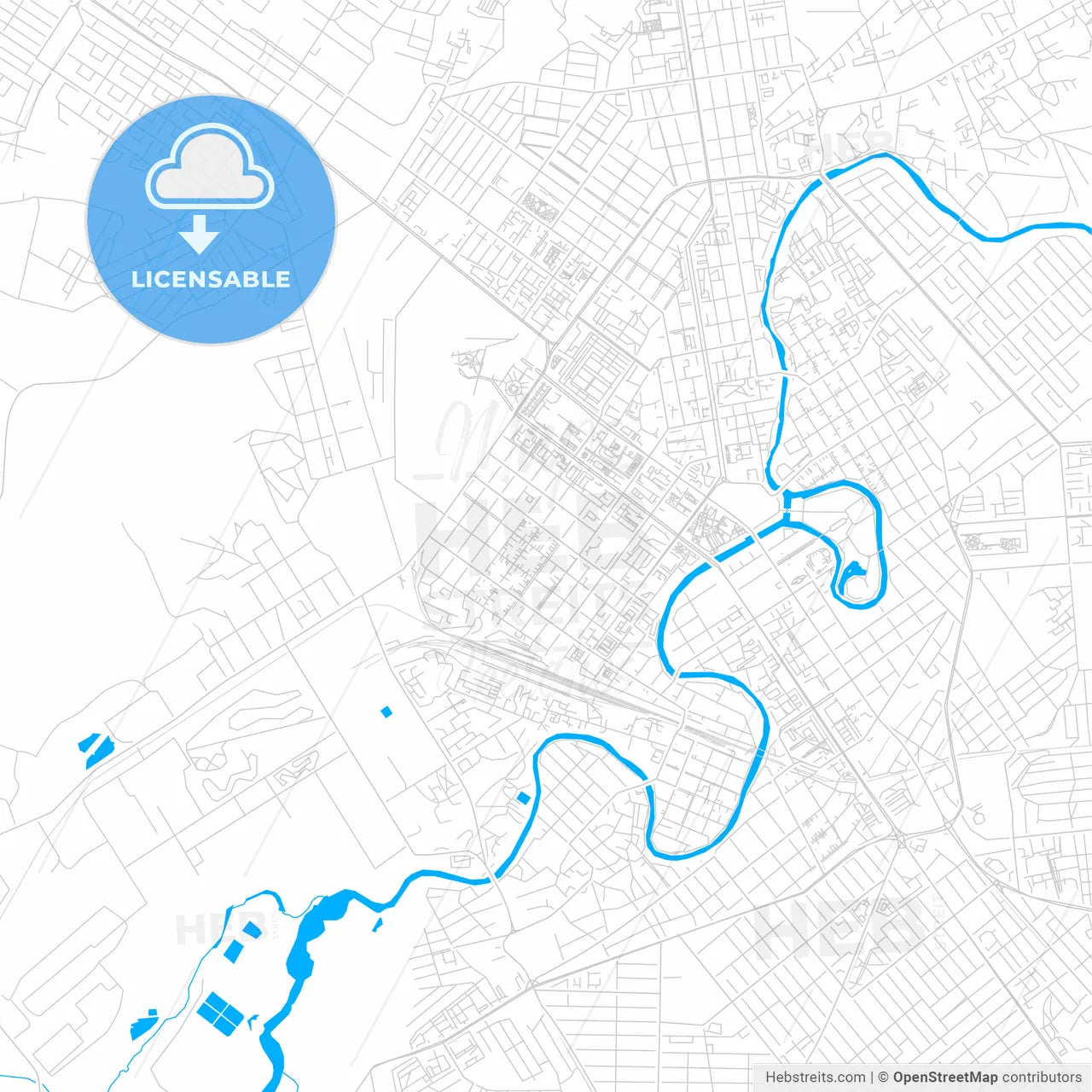 Grozny, Russia bright two-toned vector map