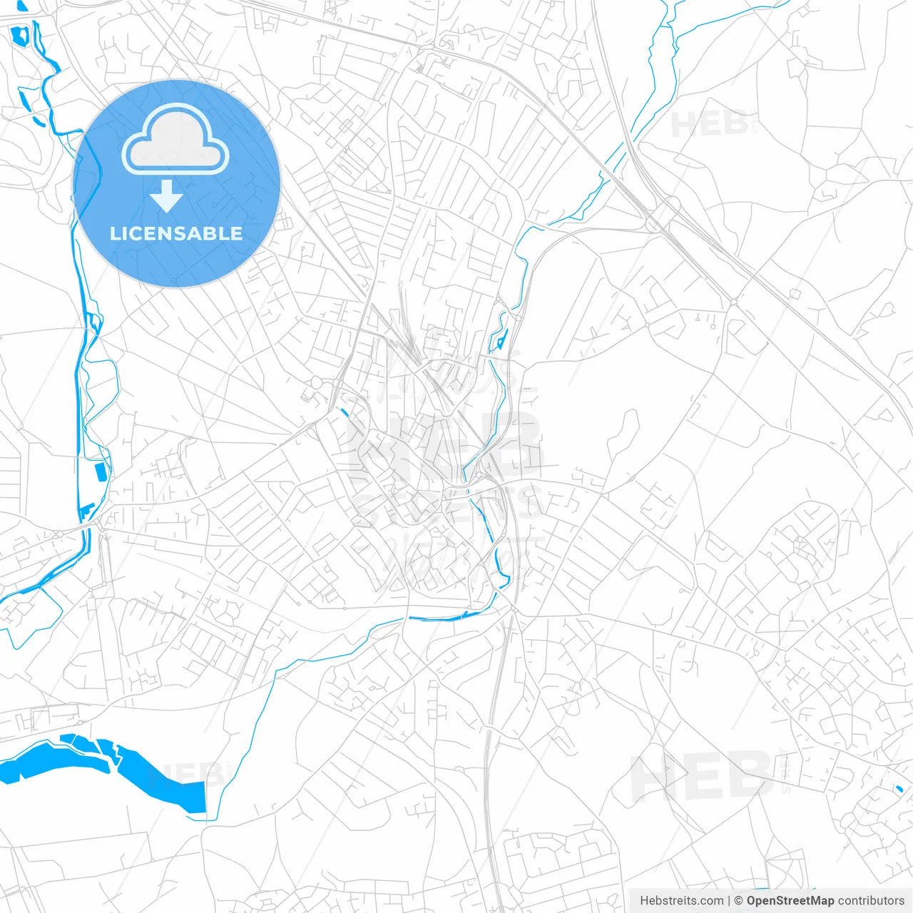 Watford, England bright two-toned vector map
