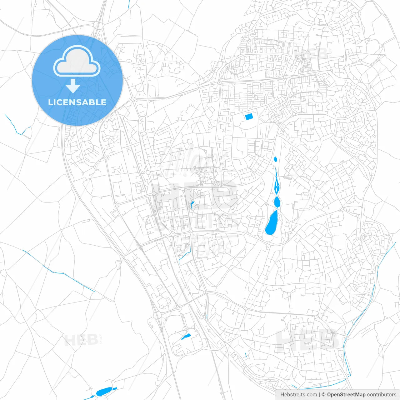Stevenage, England bright two-toned vector map