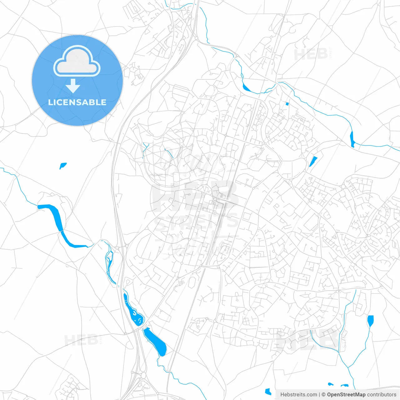 Welwyn Garden City, England bright two-toned vector map