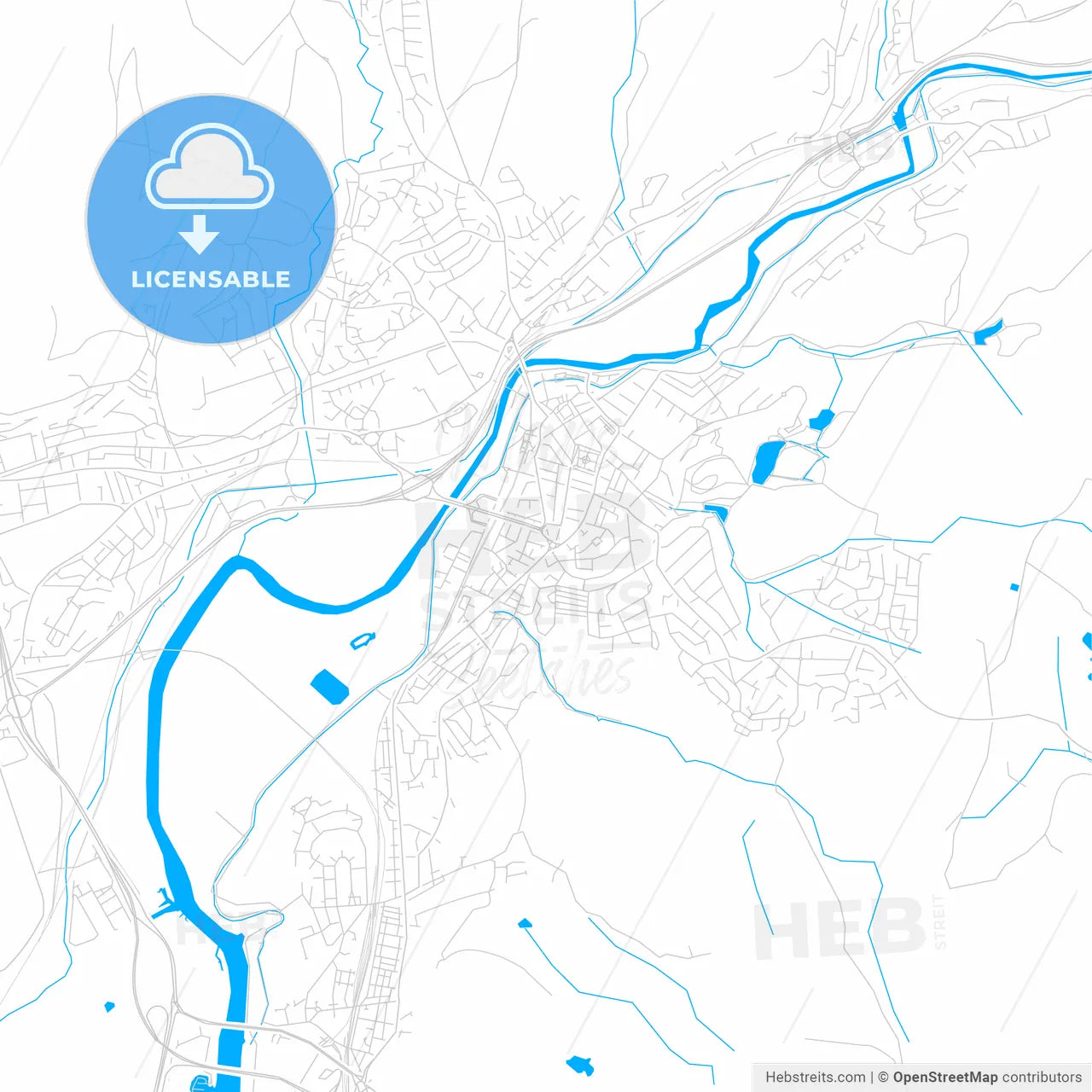 Neath, Wales bright two-toned vector map