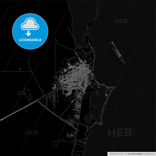 Dark area map of Cancún, Mexico
