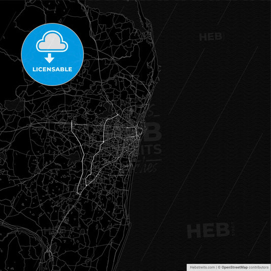 Dark area map of Chennai, India