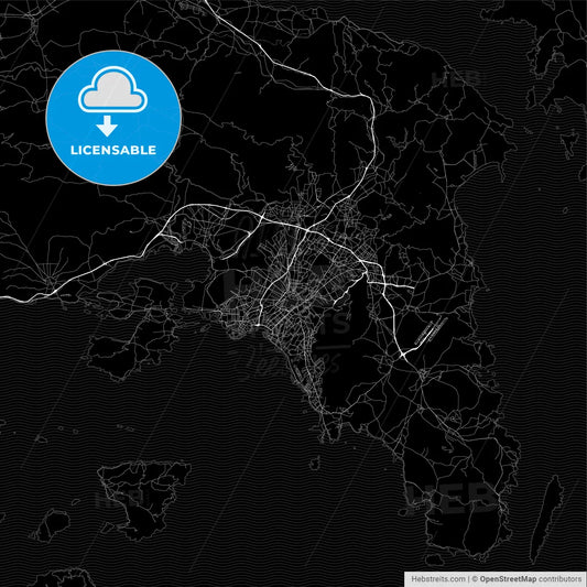 Dark area map of Athens, Greece