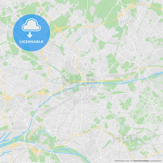 Oberhausen, Germany printable street map