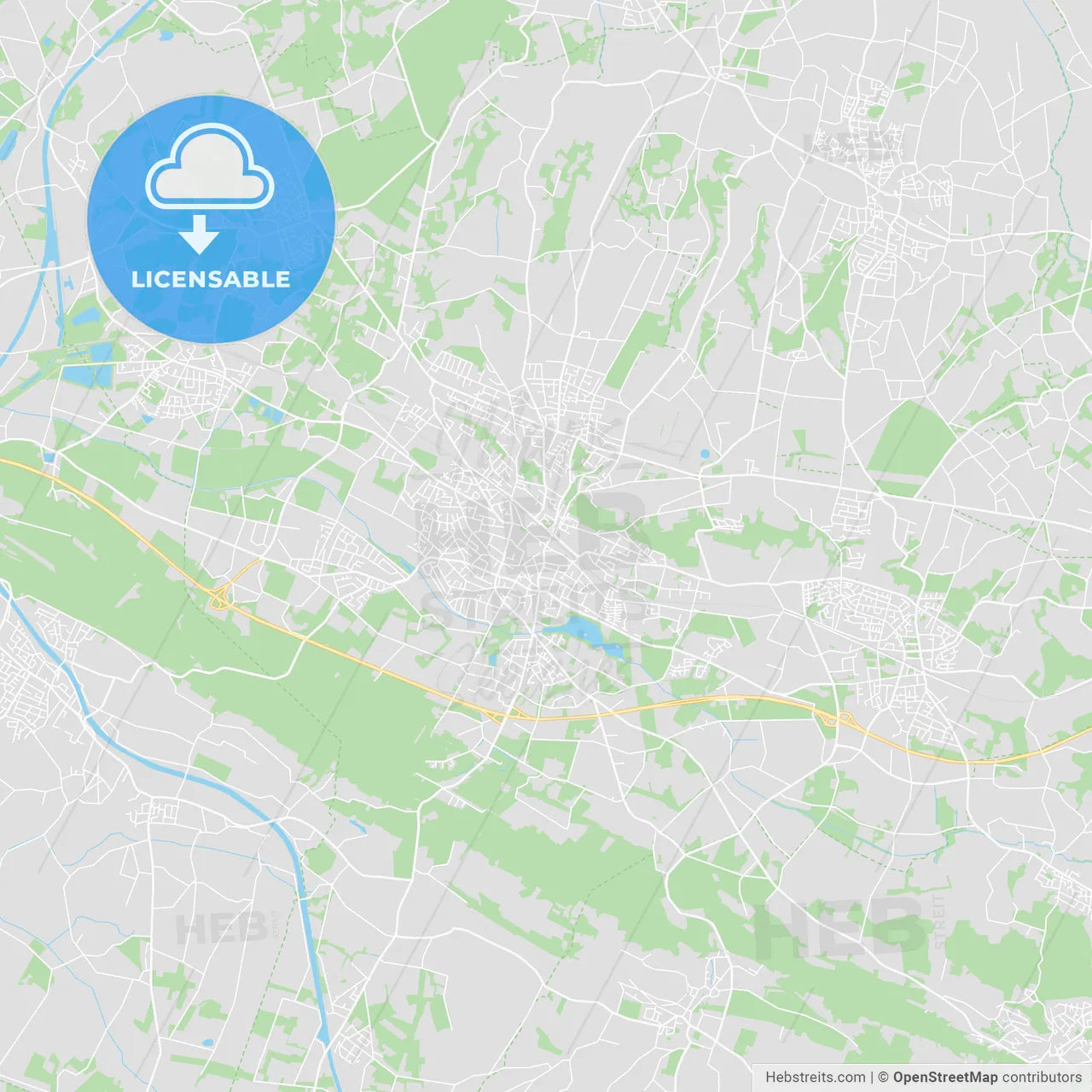 Ibbenburen, Germany printable street map