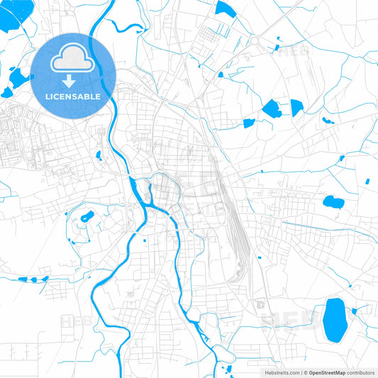 České Budějovice, Czechia bright two-toned vector map
