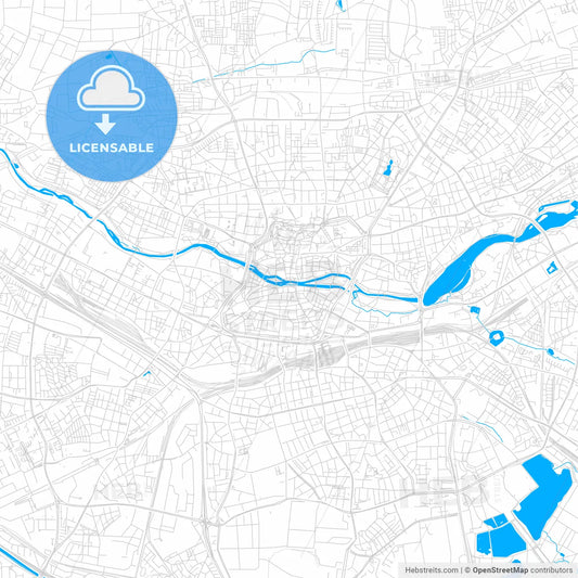 Nurnberg, Germany bright two-toned vector map