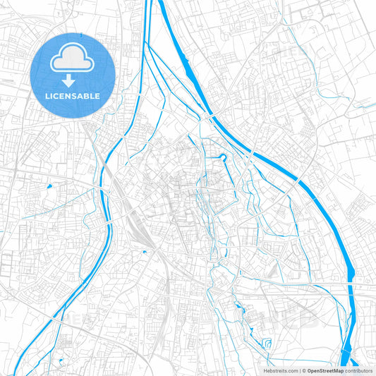 Augsburg, Germany bright two-toned vector map