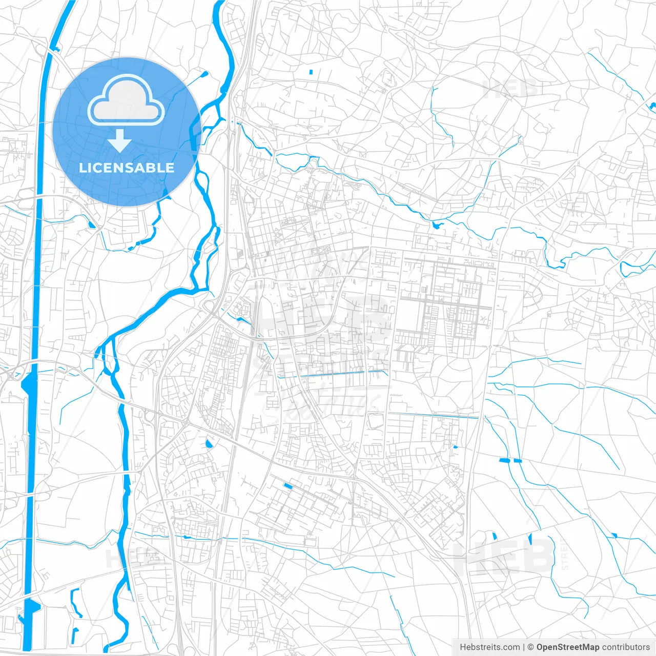 Erlangen, Germany bright two-toned vector map