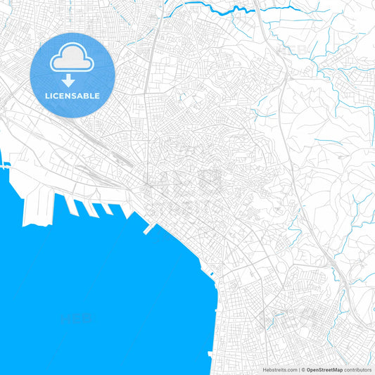 Thessaloniki, Greece bright two-toned vector map
