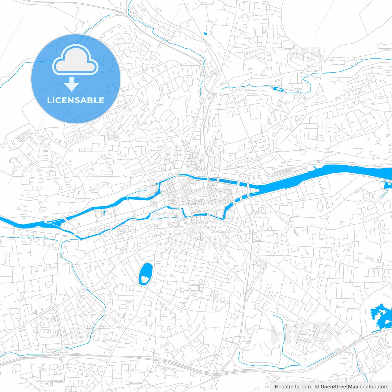 Cork, Ireland bright two-toned vector map
