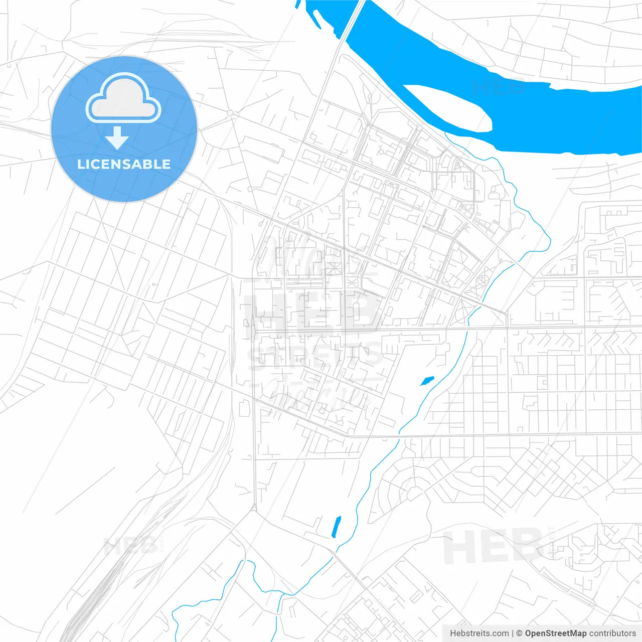 Kemerovo, Russia bright two-toned vector map