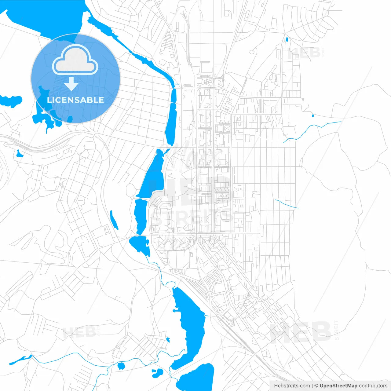 Miass, Russia bright two-toned vector map