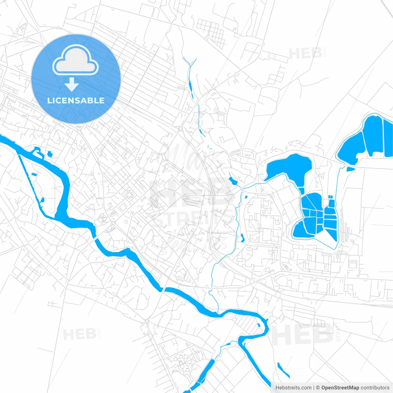 Bila Tserkva, Ukraine bright two-toned vector map