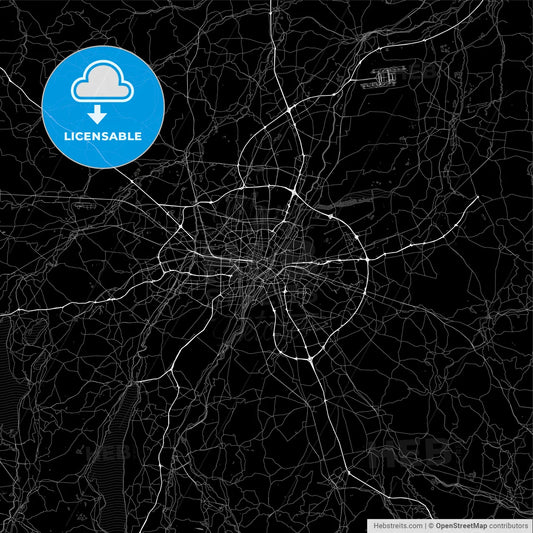Dark area map of Munich, Germany