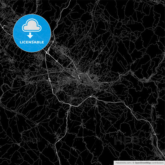 Dark area map of Florence, Italy