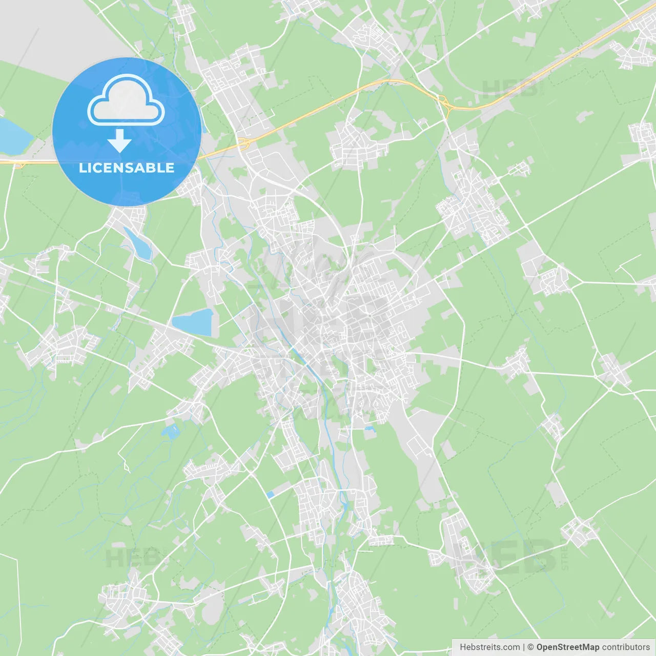 Duren, Germany printable street map