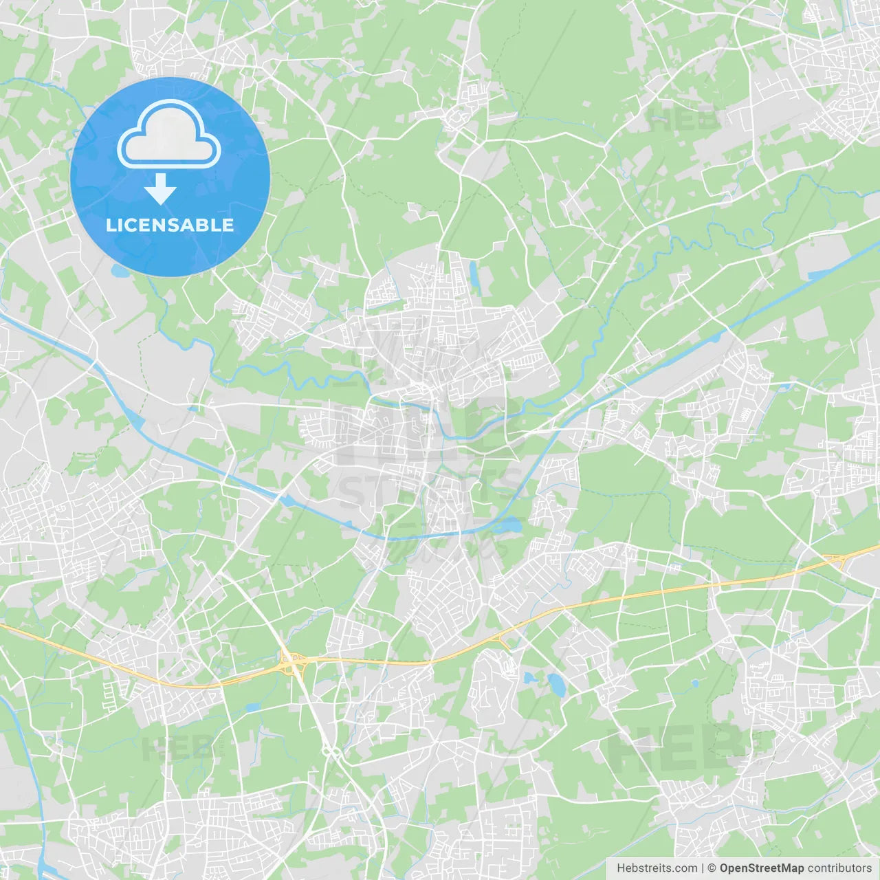 Lunen, Germany printable street map