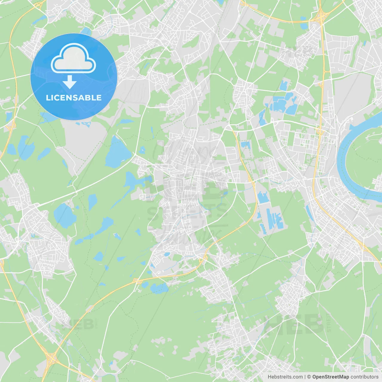 Bruhl, Germany printable street map