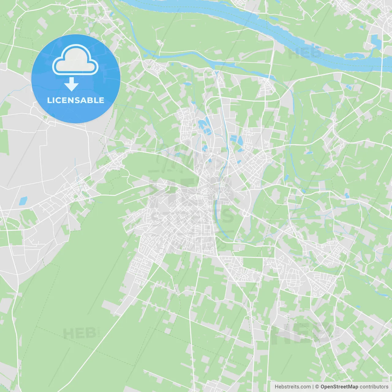 Kleve, Germany printable street map