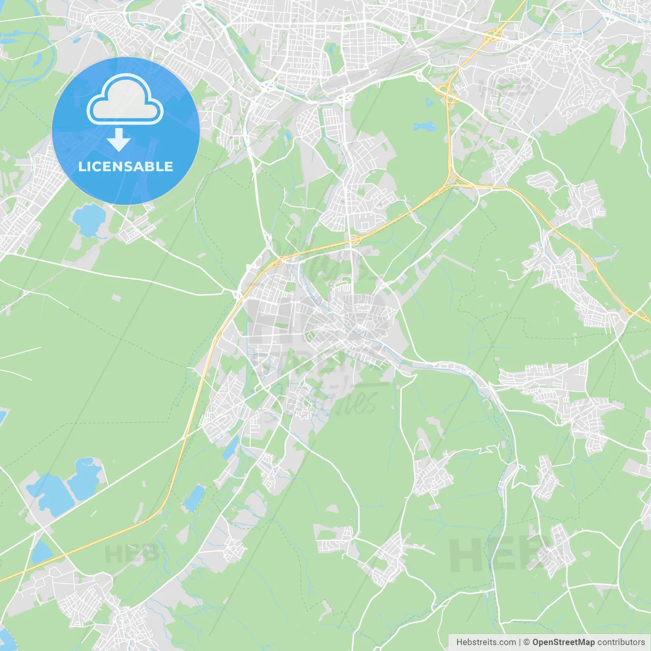 Ettlingen, Germany printable street map