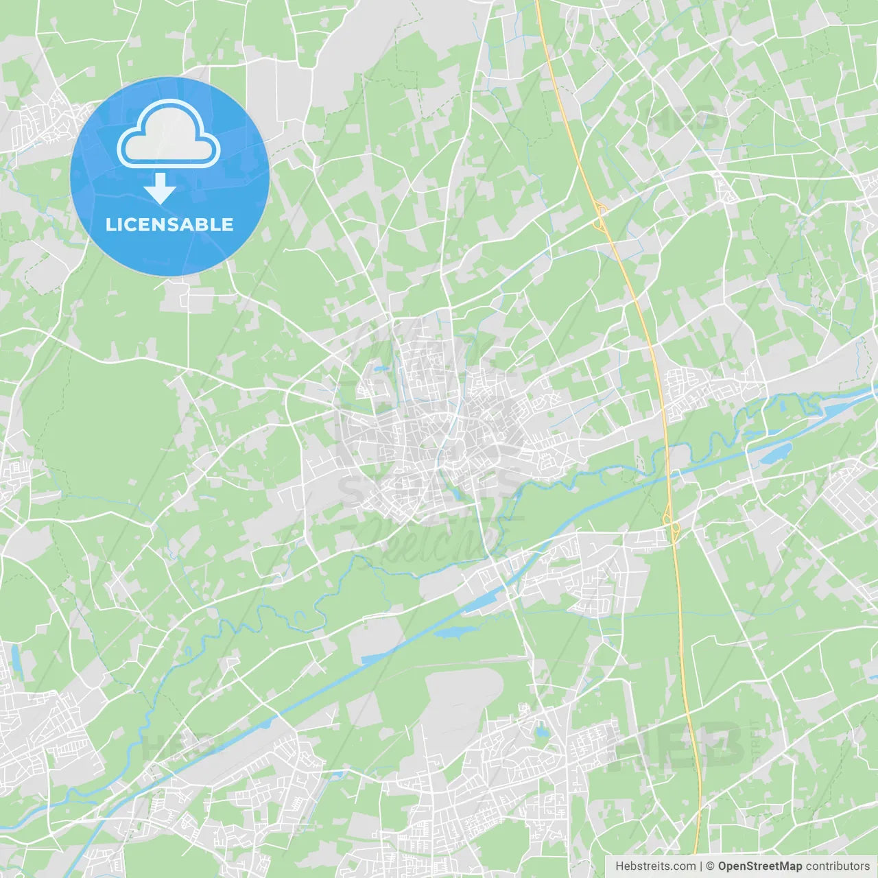 Werne, Germany printable street map