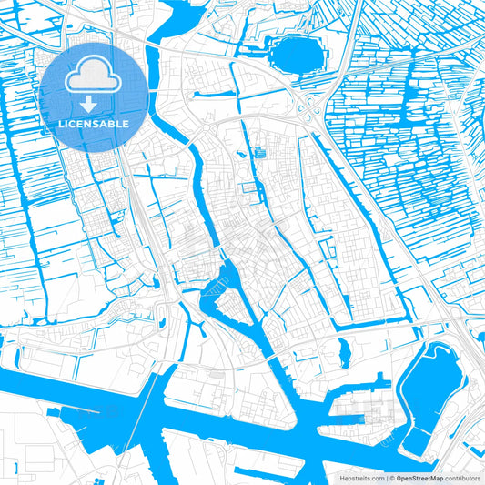 Zaanstad, Netherlands bright two-toned vector map