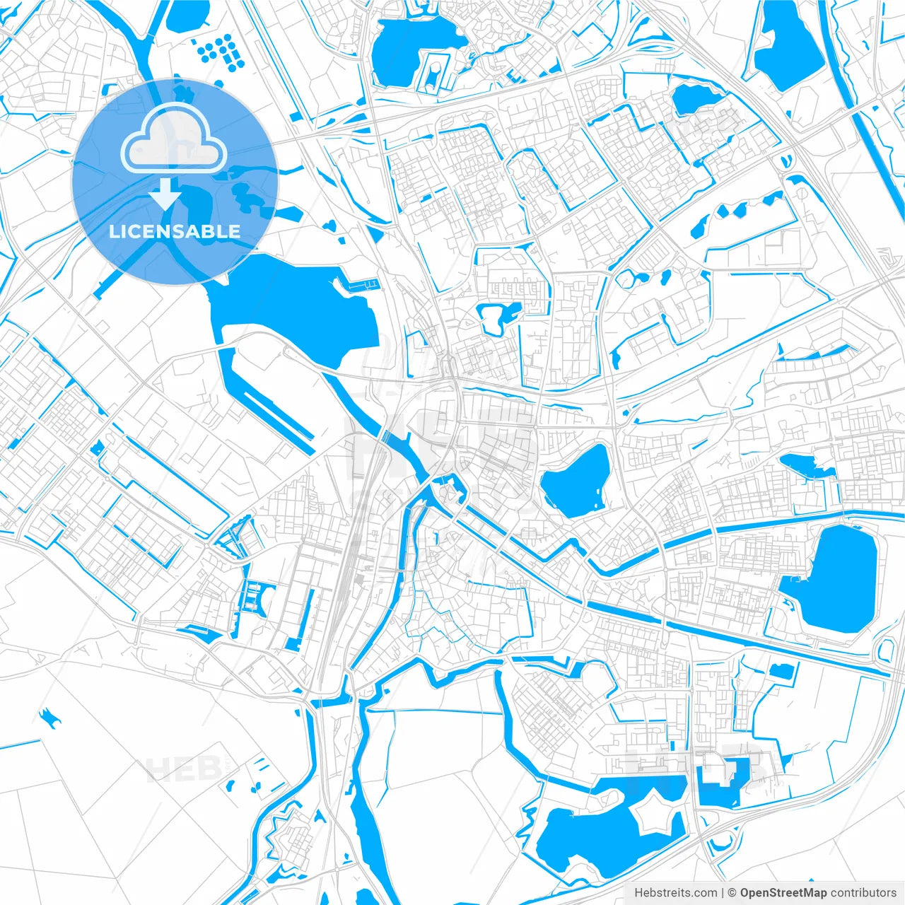 s-Hertogenbosch, Netherlands bright two-toned vector map