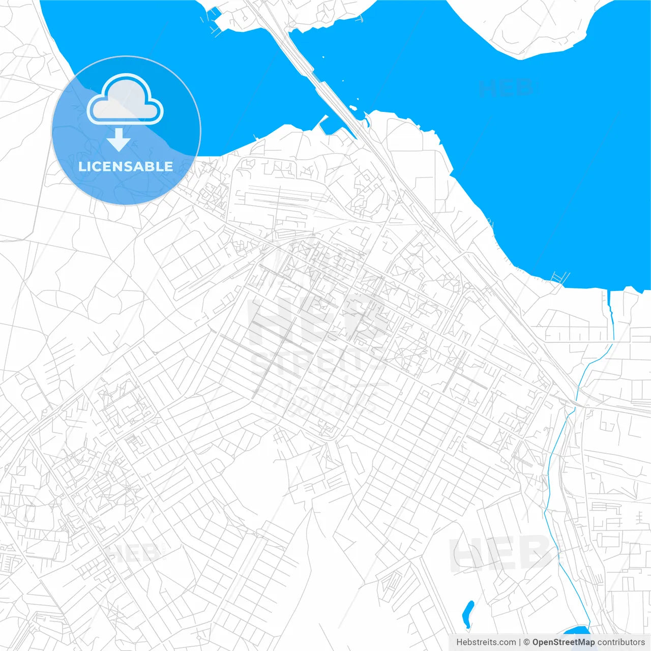 Berdsk, Russia bright two-toned vector map