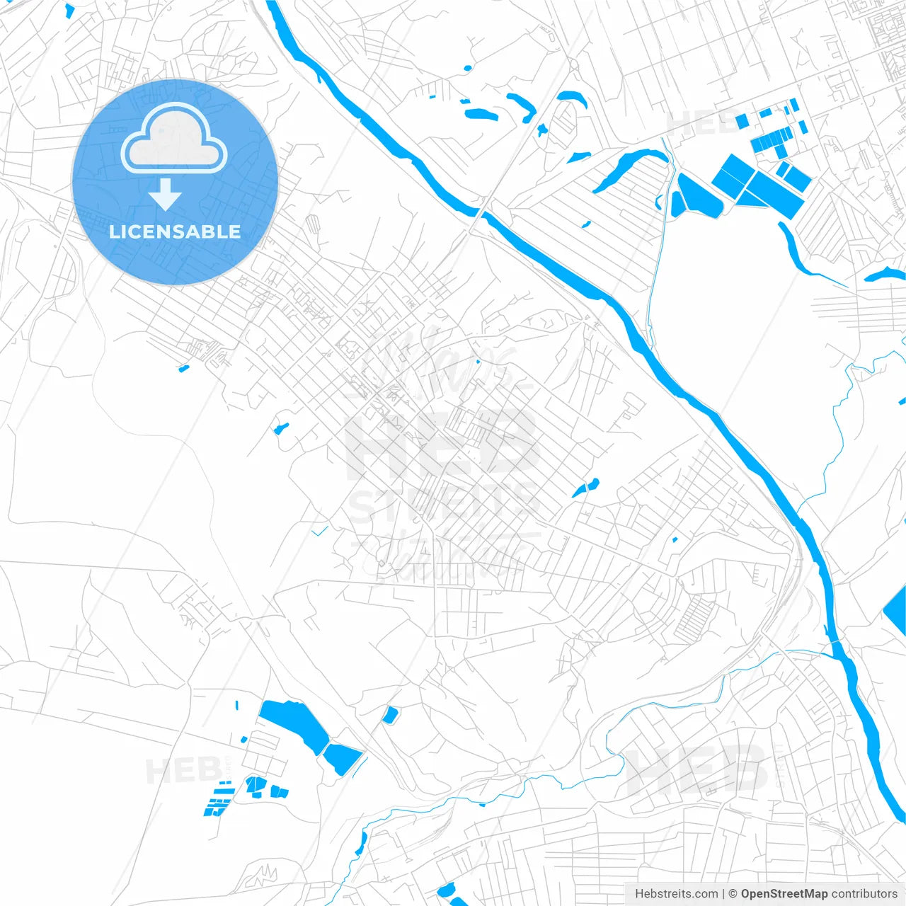 Lysychansk, Ukraine bright two-toned vector map