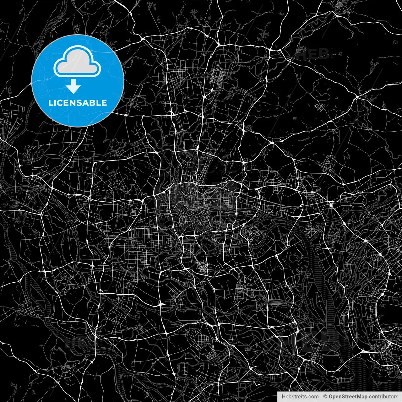 Dark area map of Guangzhou, China
