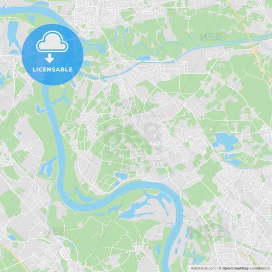 Voerde (Niederrhein), Germany printable street map