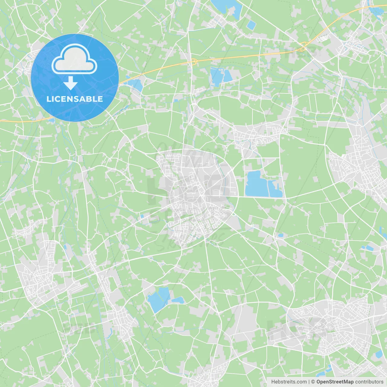 Kempen, Germany printable street map