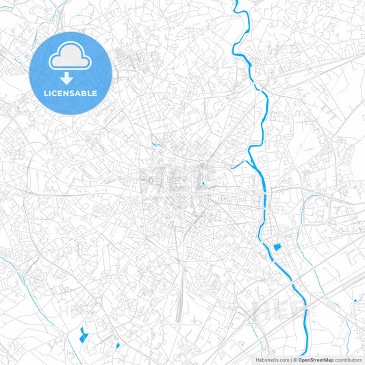 Montpellier, France bright two-toned vector map