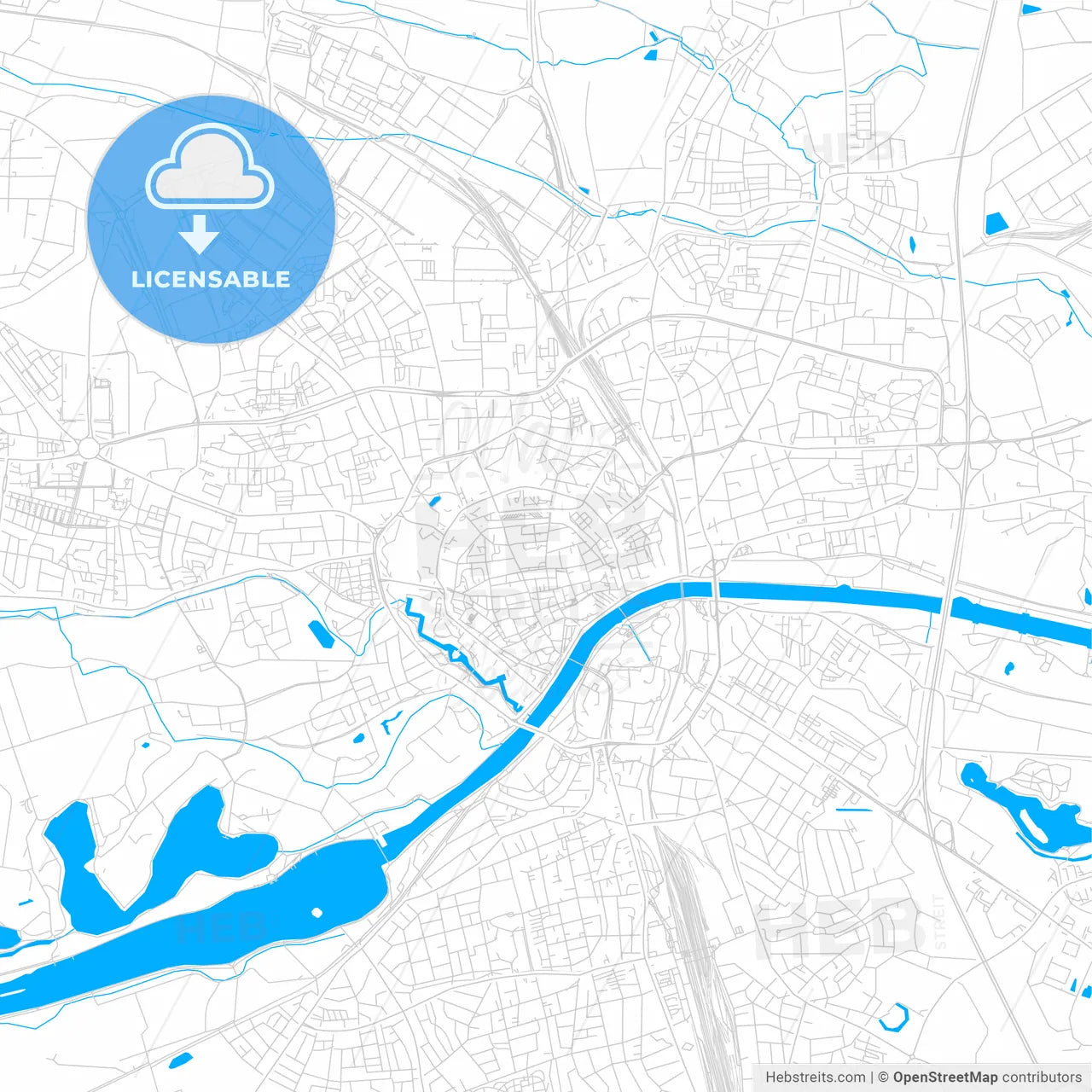 Ingolstadt, Germany bright two-toned vector map
