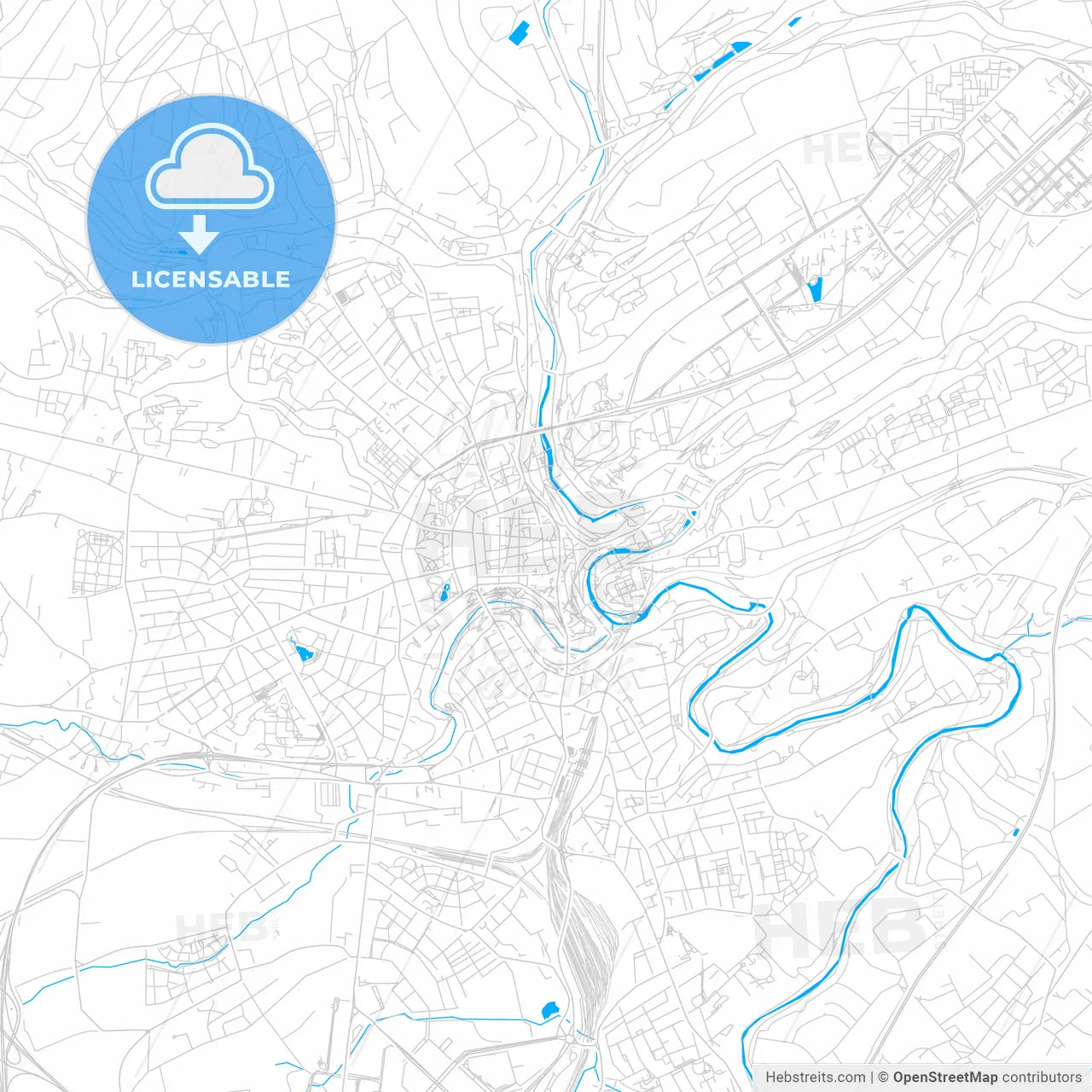 Luxembourg City, Luxembourg bright two-toned vector map