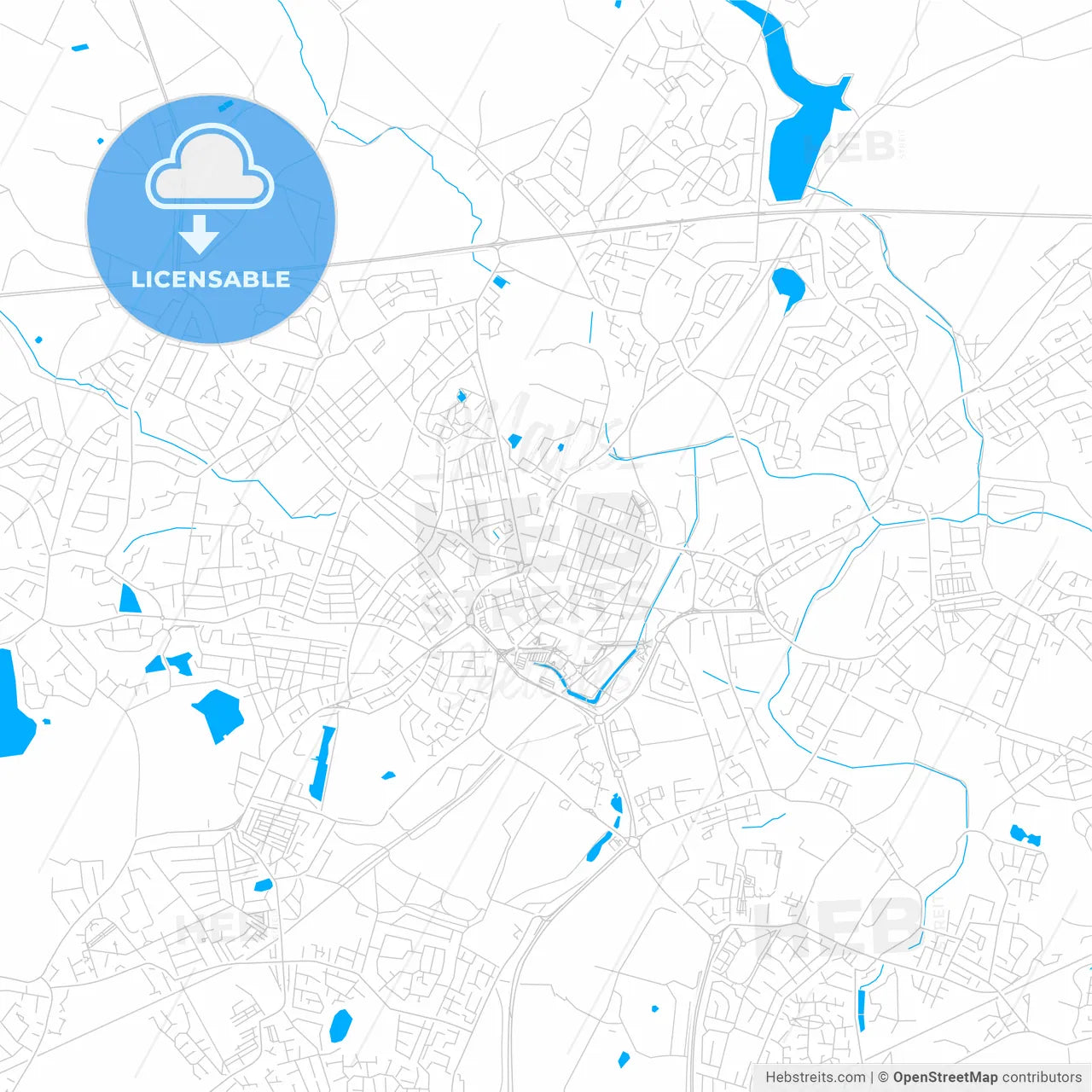 Saint Helens, England bright two-toned vector map