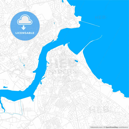 South Shields, England bright two-toned vector map