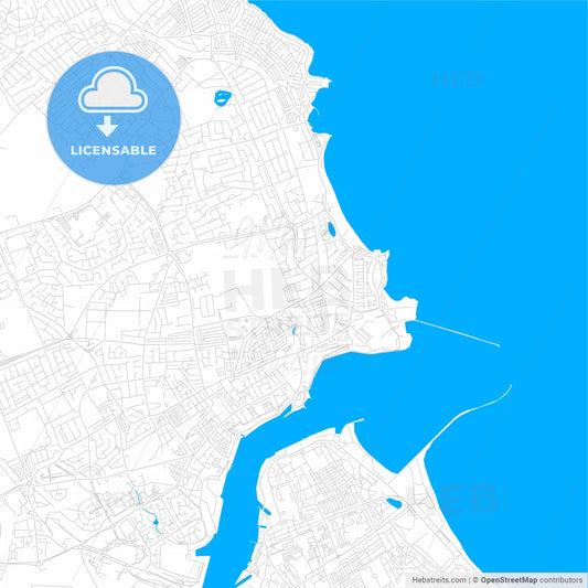 Tynemouth, England bright two-toned vector map