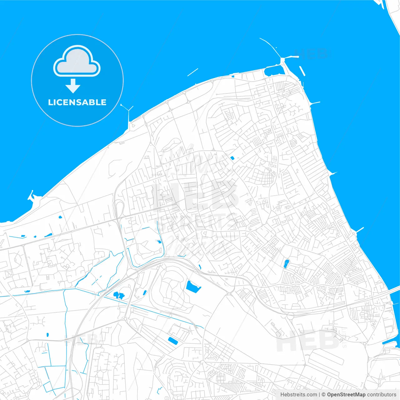 Wallasey, England bright two-toned vector map