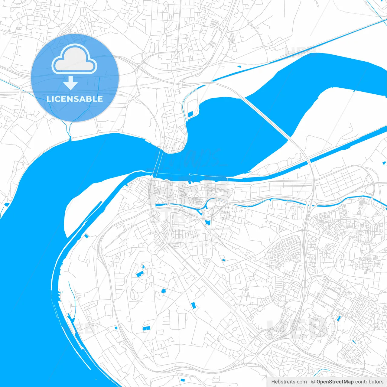 Runcorn, England bright two-toned vector map
